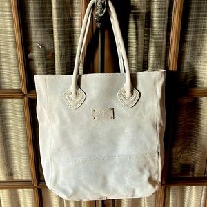 Light blue suede tote bag by the Exclusive Signature brand of LLBean luxury